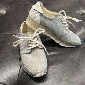 Anthropologie Sparkly Silver fashion tennis shoes Size EU 37